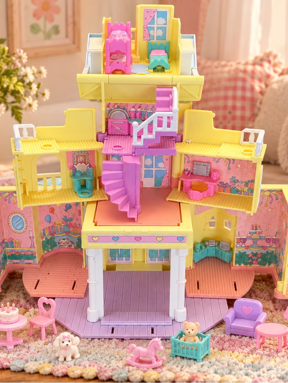 Vintage 1995 Polly Pocket Pop-Up Party Clubhouse Mansion Playset Bluebird